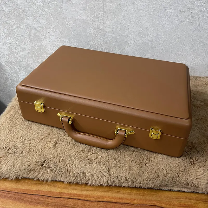 12 Slots Brown Leather Watch Organizer Box And Gift Case